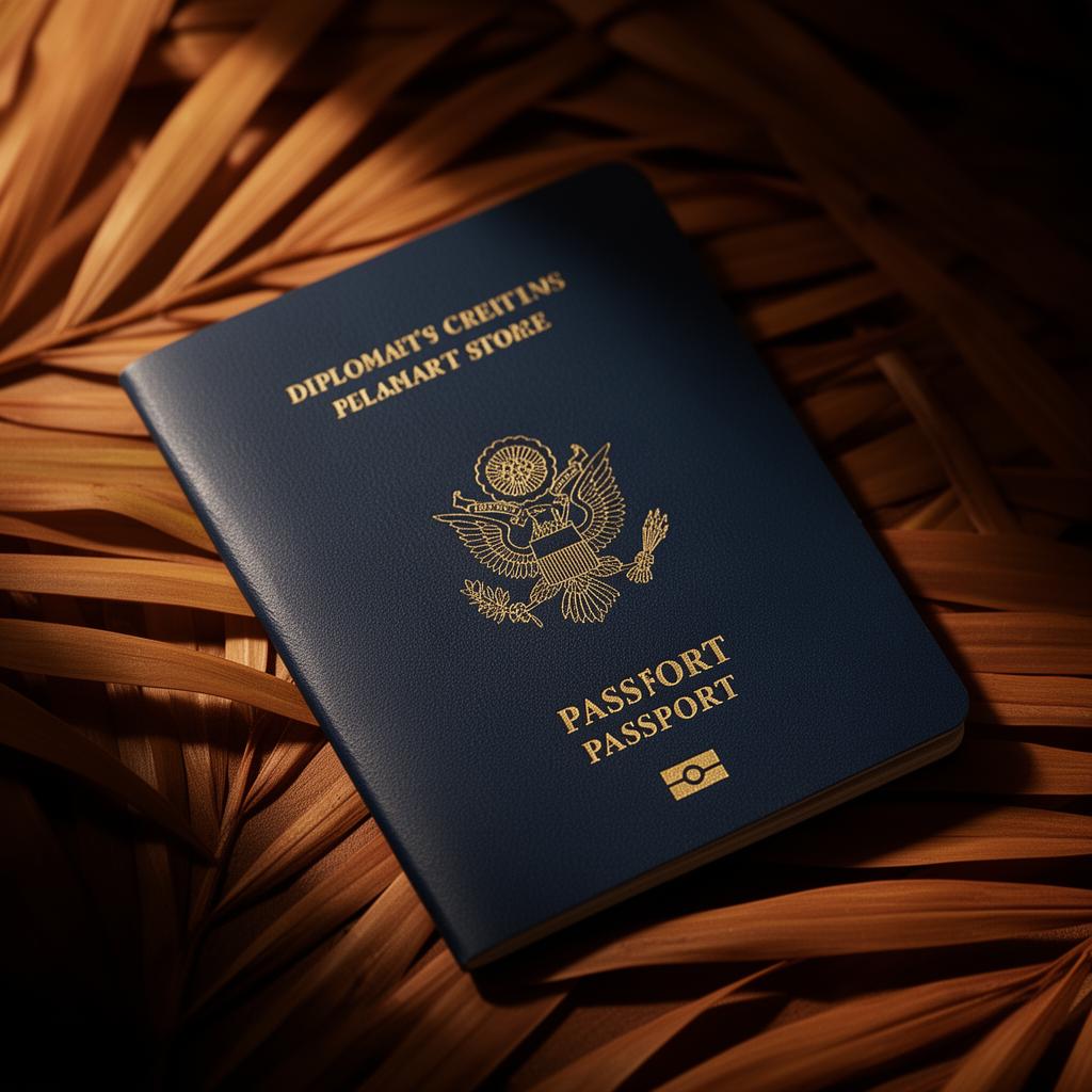 Navy diplomatic passport with embossed gold seal